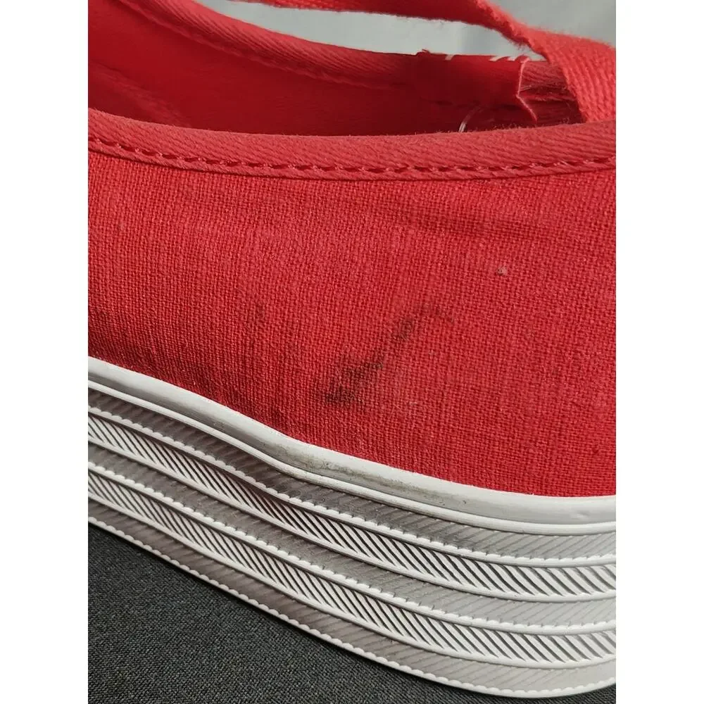 KEDS Women's 7 Red Linen Point Lace Up Sneakers New Blemishes